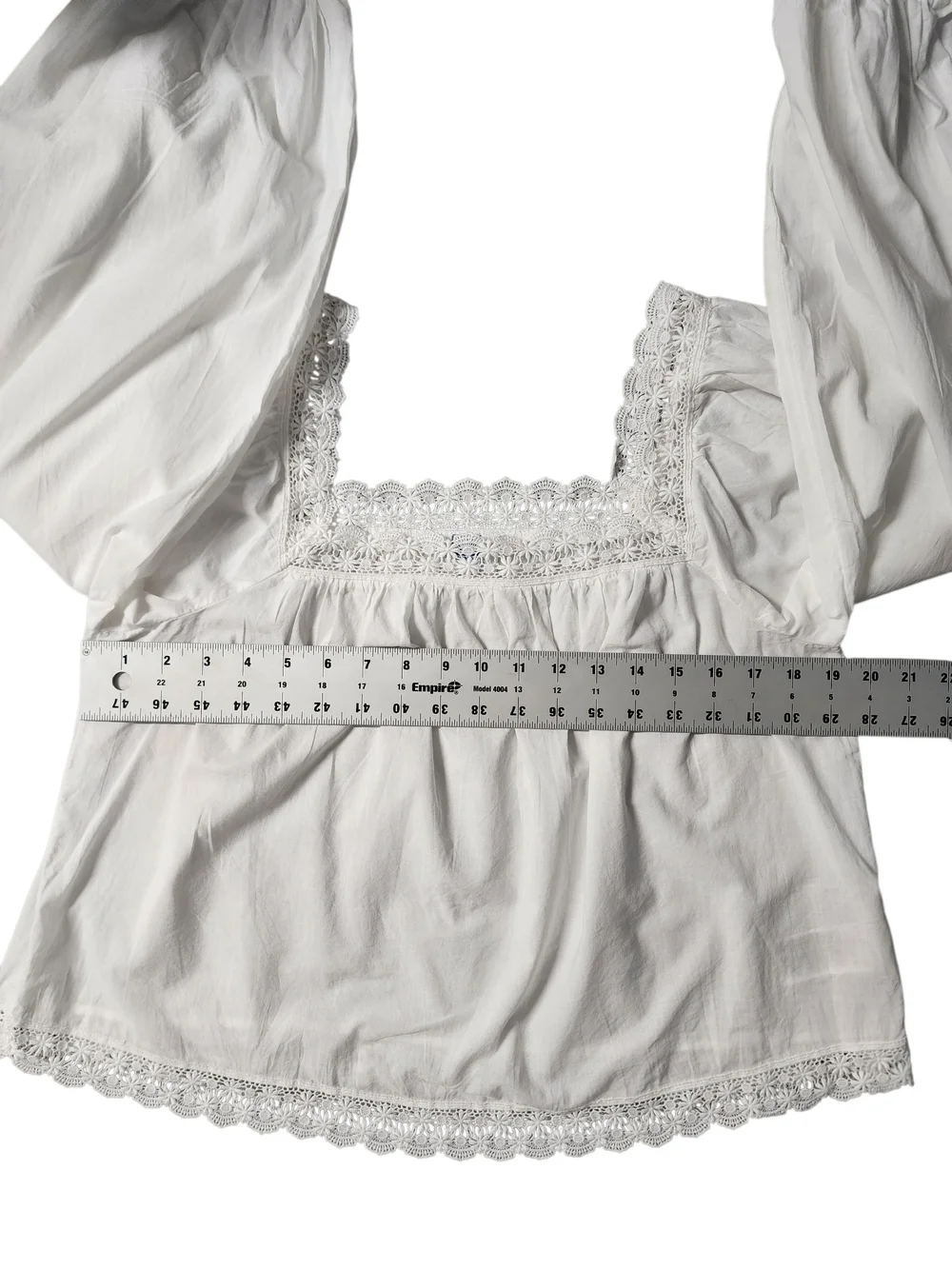 Old Navy White Lace-Trim Square Neck Blouse Size Medium